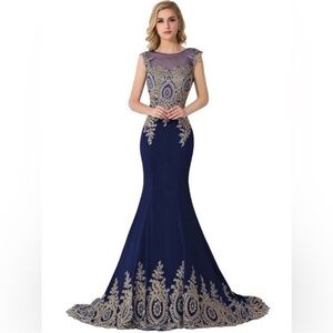 Blue Mermaid Scoop prom dress